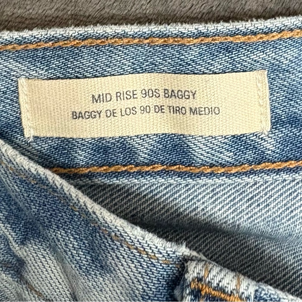 Mid-Rise 90s Baggy Wide-leg Embellished Denim Jeans sz2 Button-Fly Cabincore - Picture 4 of 9